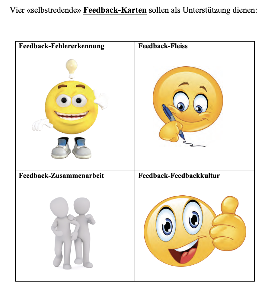 Feedback-Fehlererkennung, Feedback-Fleiss, Feedback-Zusammenarbeit, Feedback-Feedbackkultur