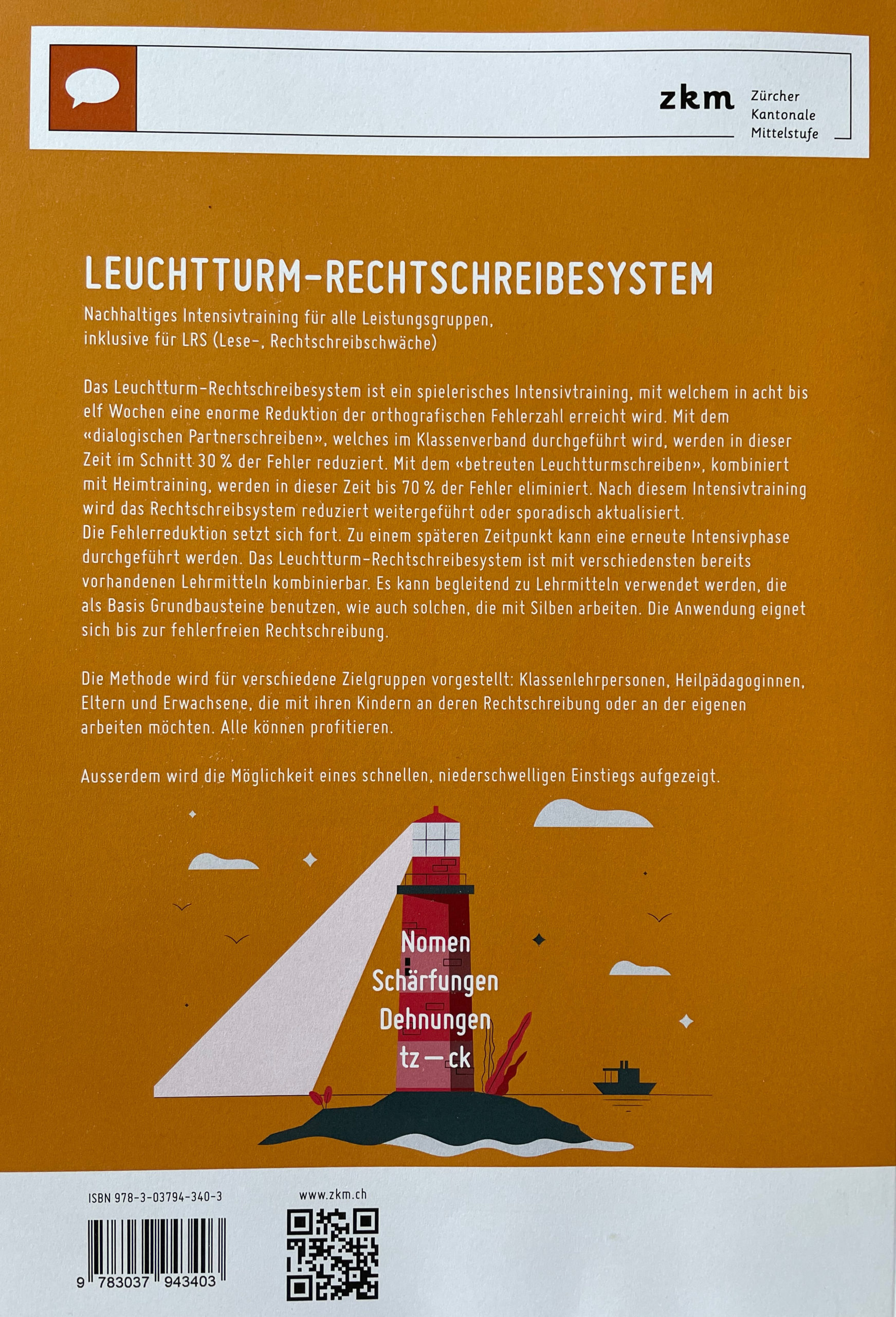 Rückseite Leuchtturm-Rechtschreibesystem Lehrmittel